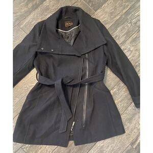 Cole Haan gray wool blend pea coat jacket women’s charcoal gray NWOT L LARGE
